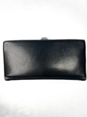 Lodis Black Leather Frame Wallet Clutch Kiss Lock Organizer Slim Vintage Style